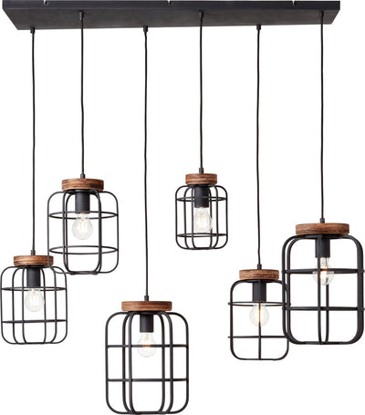 Brilliant Gwen - lampada a sospensione - E27 max 6x40W - legno nero