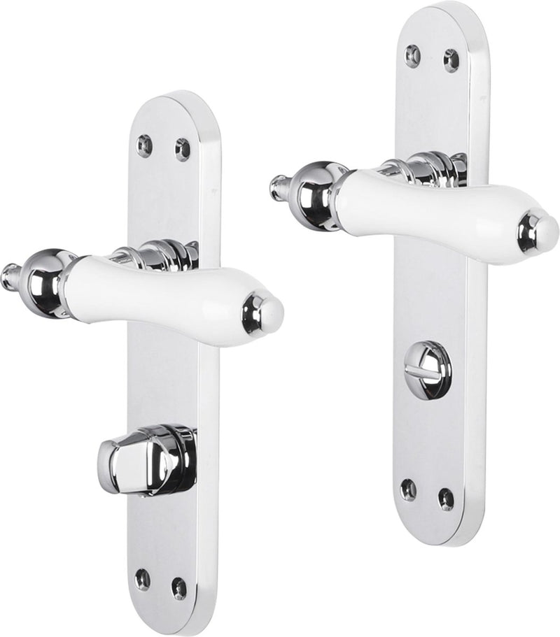 Taburete Impresso Brisbane con escudo ovalado WC63 tornillo cromo blanco