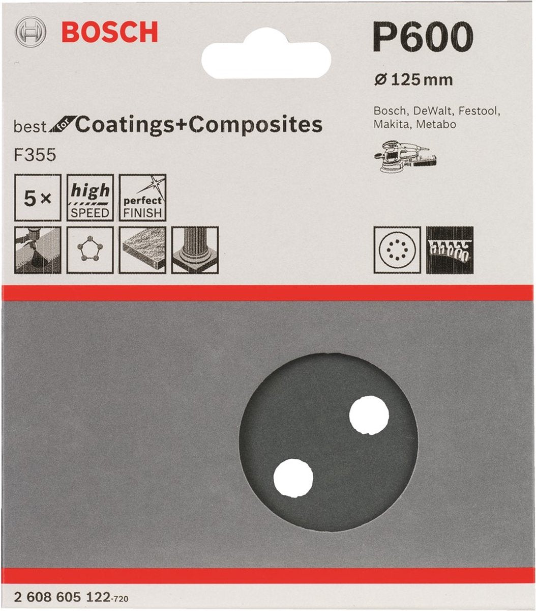 Bosch 5 fogli abrasivi ø125 migliori rivestimenti 8.600
