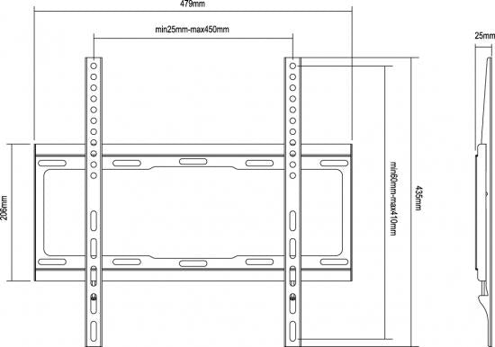 Equipaggia 650310 staffa a monte TV fissa [1x, 40 kg, 3255, 200x200 mm, 400x400 mm, nero]