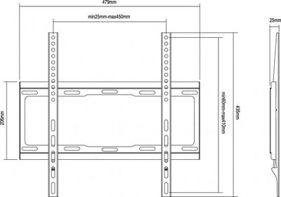 Equipaggiamento equipaggiamento 650310 Staffa di montaggio a parete fissa TV [1x, 40 kg, 3255, 200x200 mm, 400x400 mm, nero]