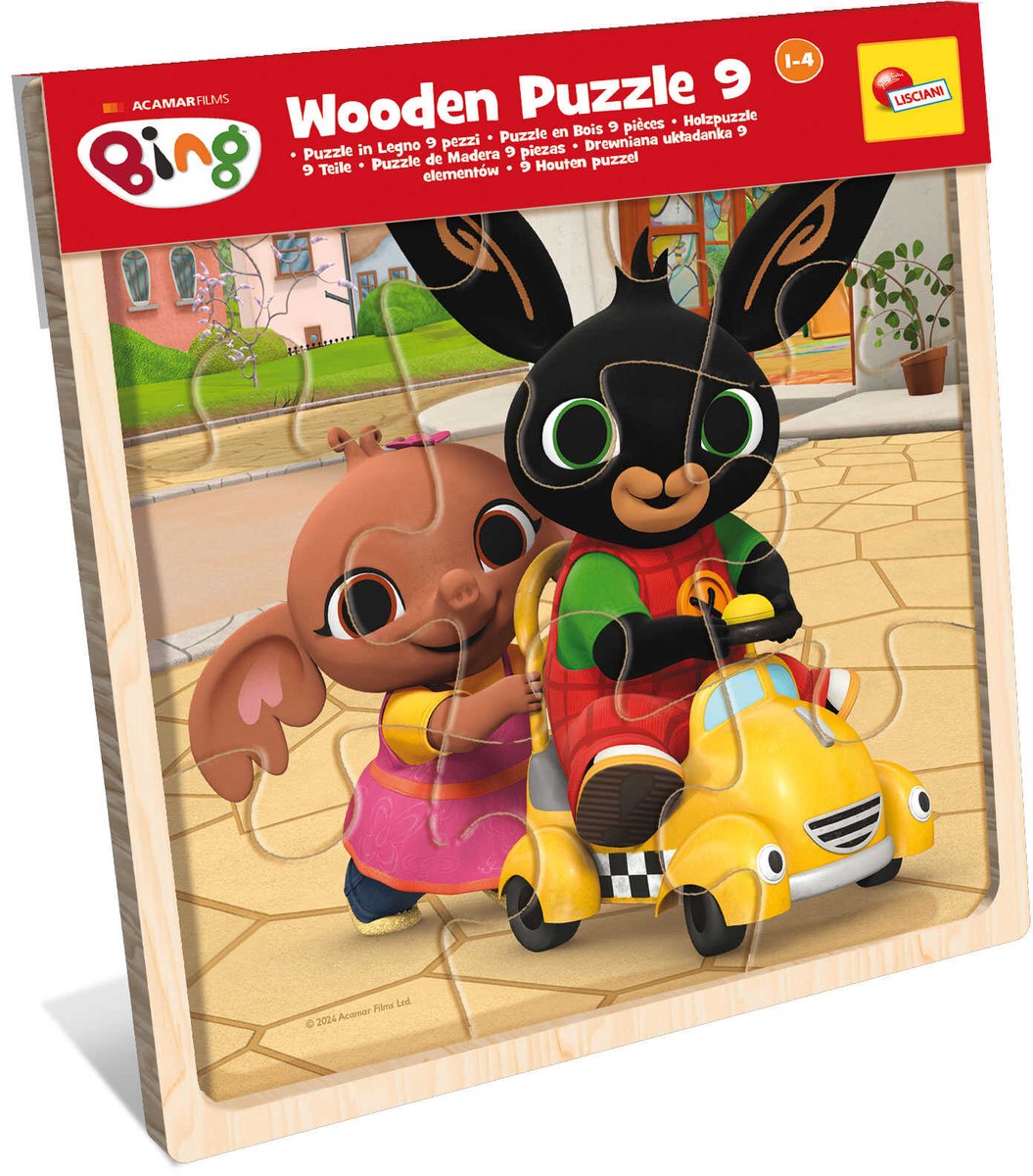 Lisciani bing wooden puzzle 9 in display da 6