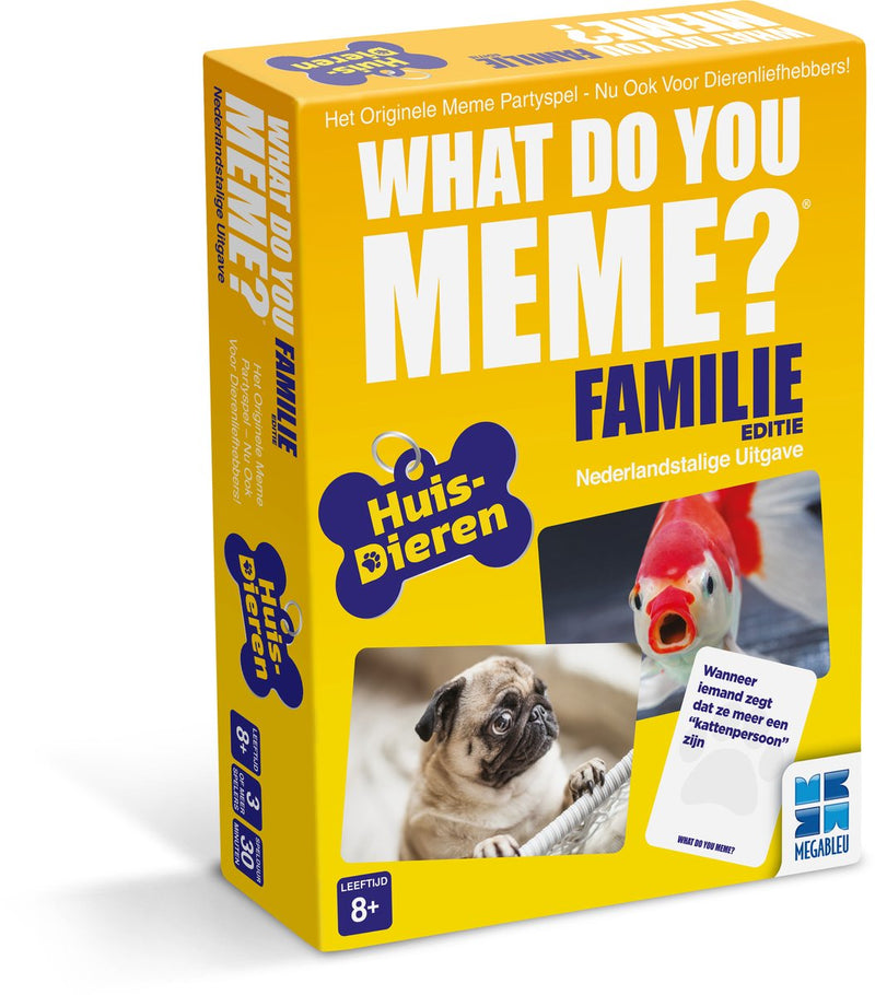 Megableu What Do You Meme Family Pets Only - Versión holandesa - Juego de cartas - Juego familiar - ¡Juego de fiesta lleno de humor!