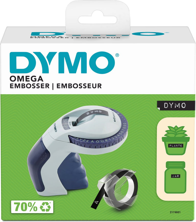 Etichettatrice Dymo omega per stampa in rilievo | pressa di tipo piccolo con rotella cliccabile rotante e design ergonomico | per la casa, il bricolage e l'artigianato (£ €, ä, ö ü)