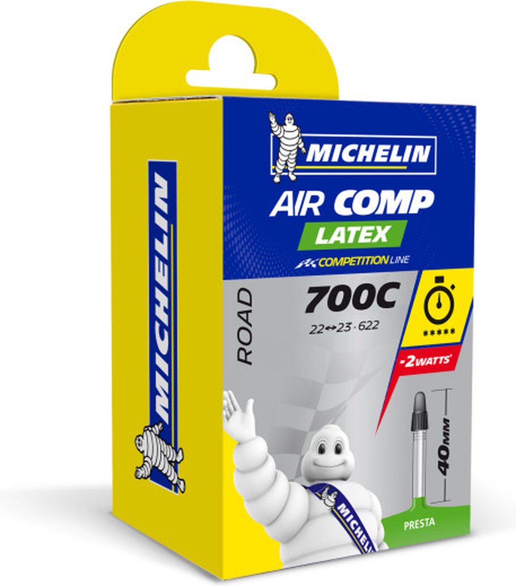 Camera d'aria Michelin 28” – aircomp latex a1 – valvola francese (presta) – lunghezza valvola: 40mm – misura etrto: 22 23-622