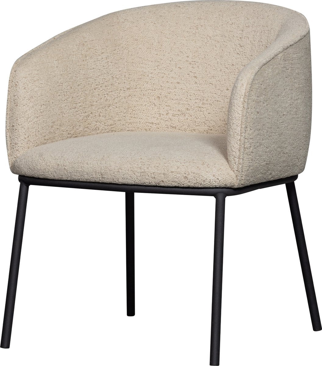 Woood leon eetkamerstoel - bouclé - naturel melange - 77x61x63