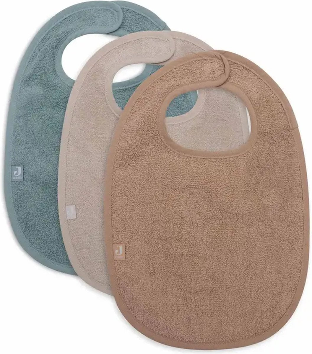 Jollein - bavaglino in spugna - cotone - con velcro - bavaglini - 3 pezzi - biscotto torrone verde mare