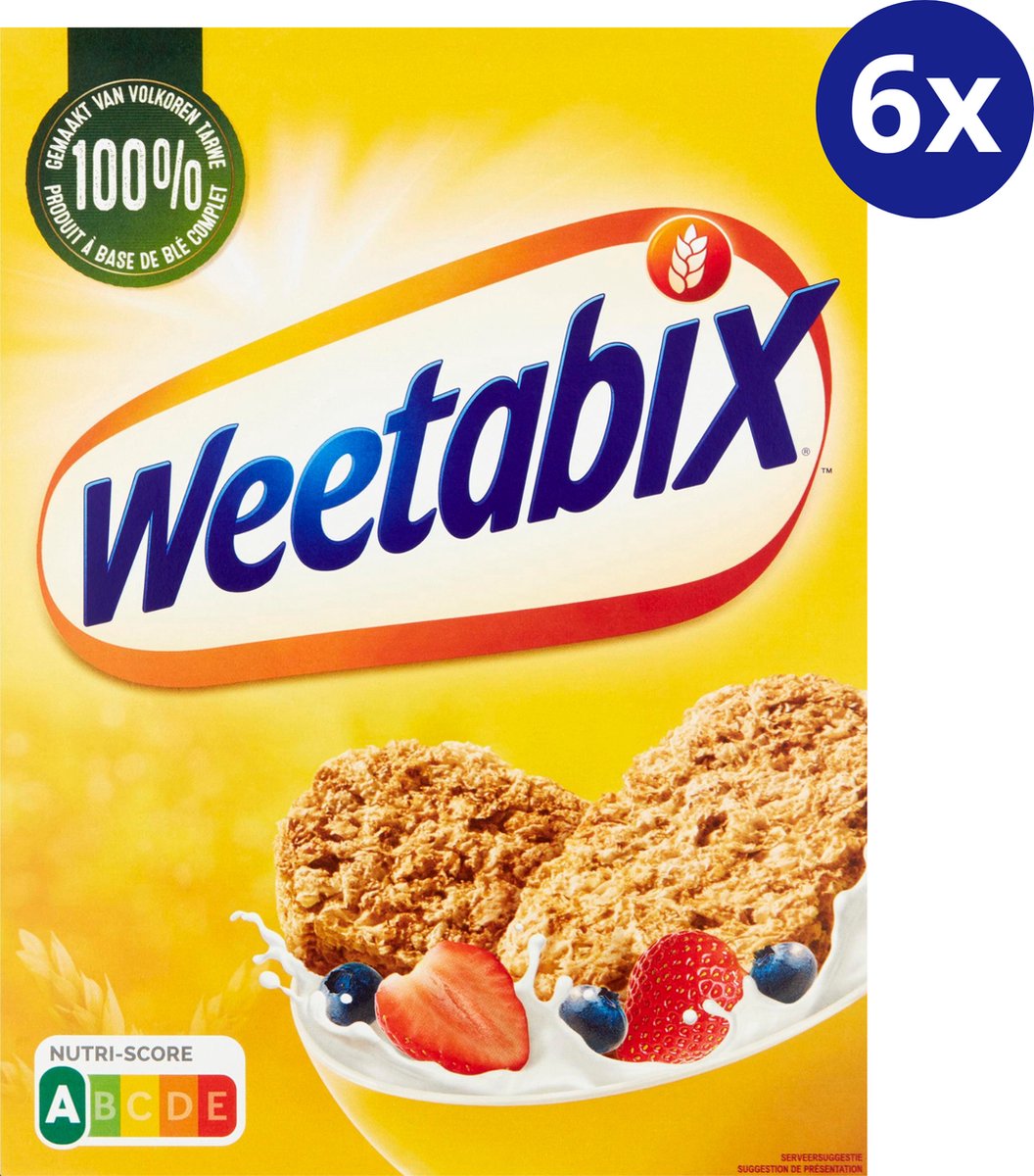 Weetabix original - 6x 430 gram - volkoren ontbijtgranen - nutriscore a - rijk aan vezels