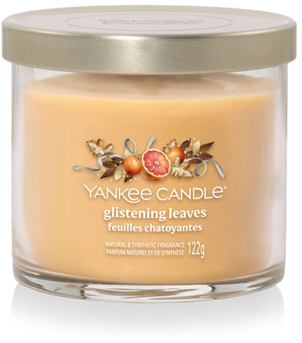 Candela Yankee - foglie scintillanti - bicchiere piccolo