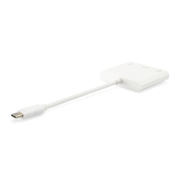 Equipaggia 133461 USB Tipo C a HDMI femmina USB Un adattatore PD femmina, 4K, PASTIC, 15 cm, bianco