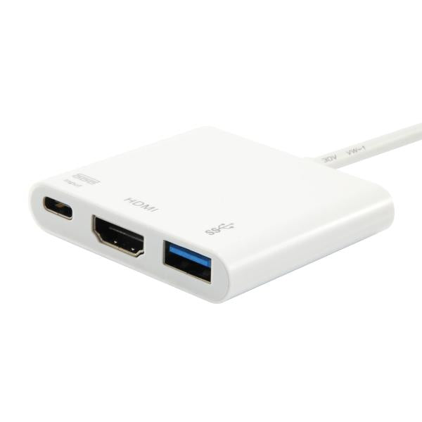 Equipaggia 133461 USB Tipo C a HDMI femmina USB Un adattatore PD femmina, 4K, PASTIC, 15 cm, bianco