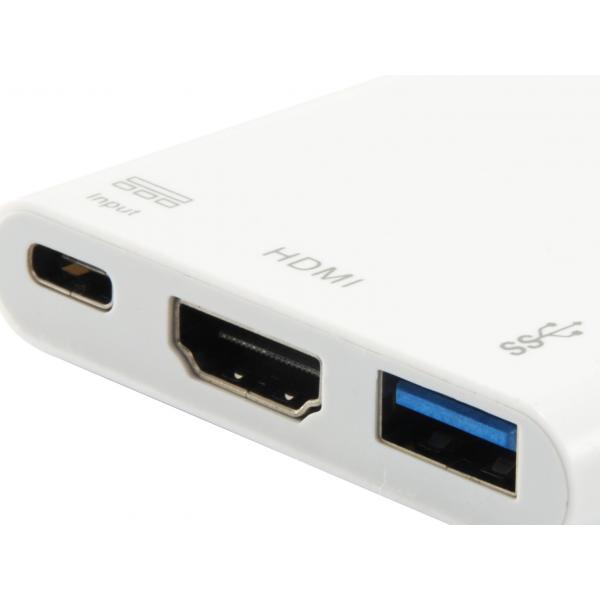 Equipaggia 133461 USB Tipo C a HDMI femmina USB Un adattatore PD femmina, 4K, PASTIC, 15 cm, bianco