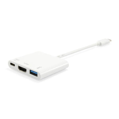 Equipaggia 133461 USB Tipo C a HDMI femmina USB Un adattatore PD femmina, 4K, PASTIC, 15 cm, bianco