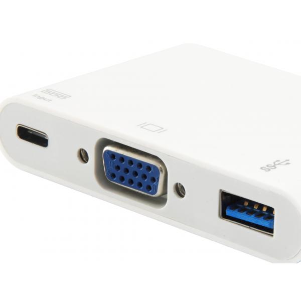 Equipaggia 133462 USB Tipo C a VGA femmina USB Un adattatore PD femmina, 1080p, 15 cm, bianco