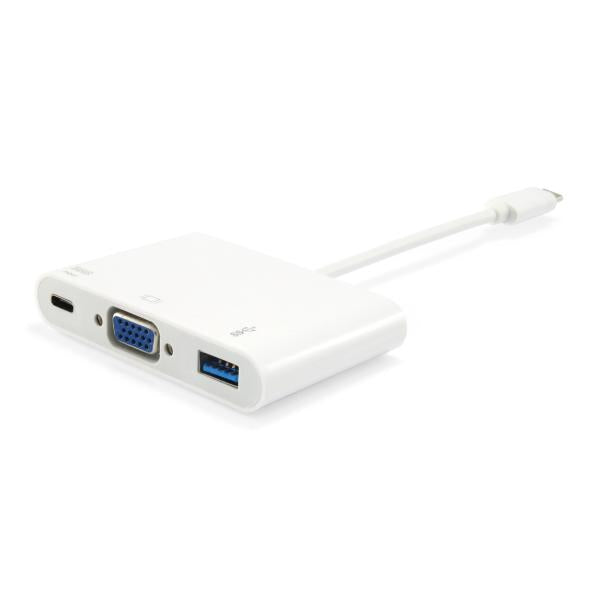 Equipaggiamento equipaggiamento 133462 USB Tipo C a VGA femmina USB Un adattatore PD femmina, 1080p, 15 cm, bianco