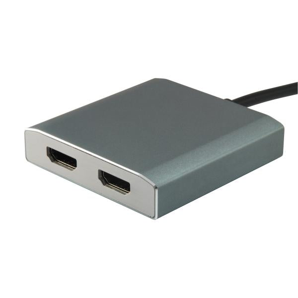 Equipaggia 133464 USB Tipo C a 2x Adattatore femminile HDMI, 2160p@30 Hz, USB3.1 Gen1, Gray