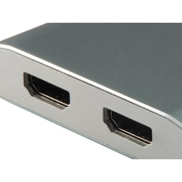 Equipaggia 133464 USB Tipo C a 2x Adattatore femminile HDMI, 2160p@30 Hz, USB3.1 Gen1, Gray