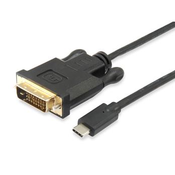 Equip Equip 133468 USB tipo-C a cable DVI-D, hombre macho, recto, 1.8 m, negro