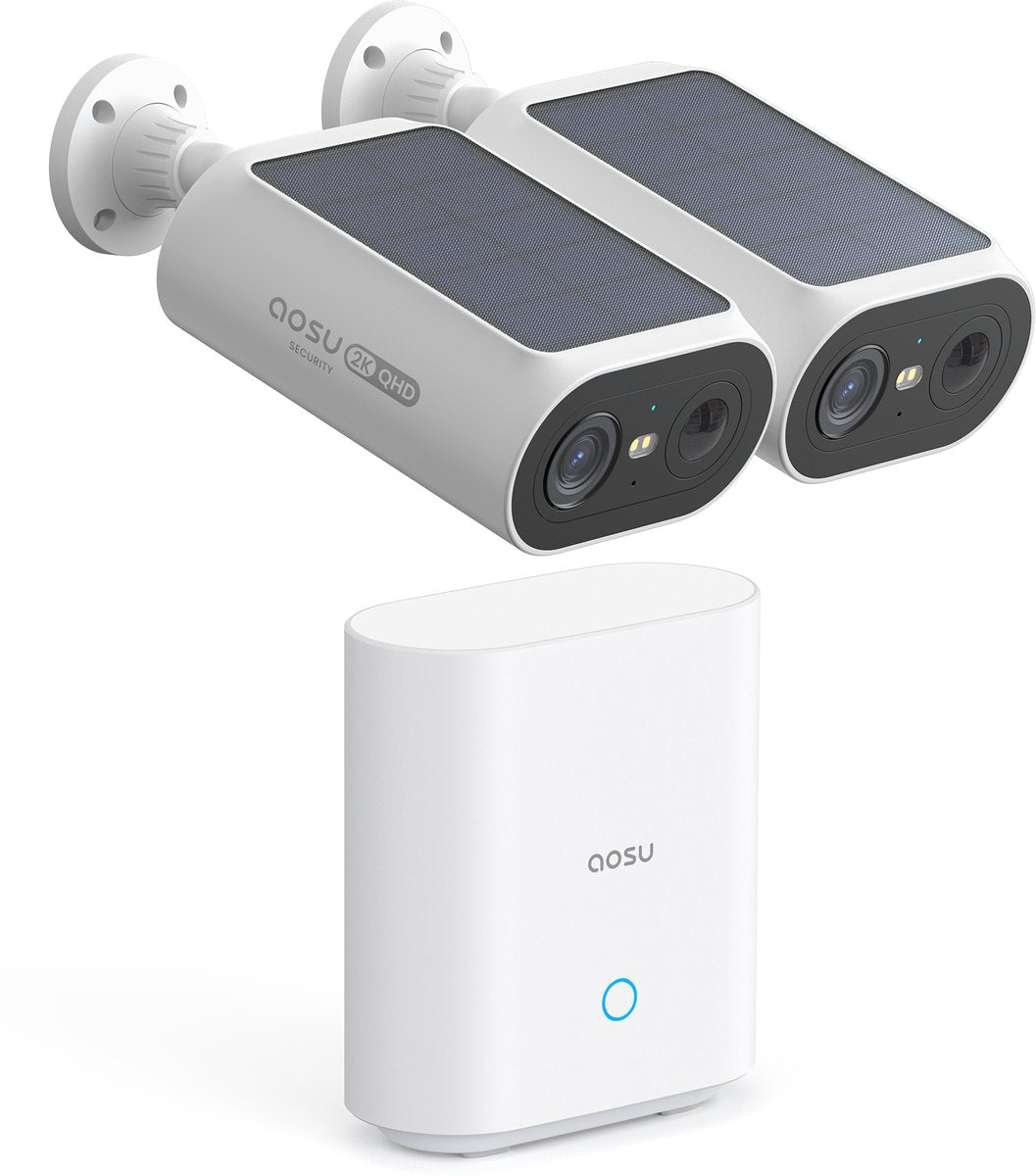 Aosu solarcam p1 se - 2 cámaras de seguridad con resolución 2k - energía solar - audio bidireccional - ai