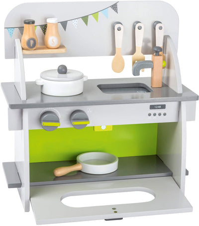 Plazo de madera de pie pequeño Compacto de cocina, 9dlg.