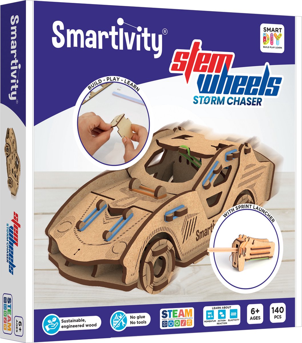 Smartivity cazador de tormentas mecánico - kit de construcción de madera 3D máquina lanzadora de peonza - construcción duradera modelo de juguete de construcción - regalo para niños pequeños - de 8 años a adulto
