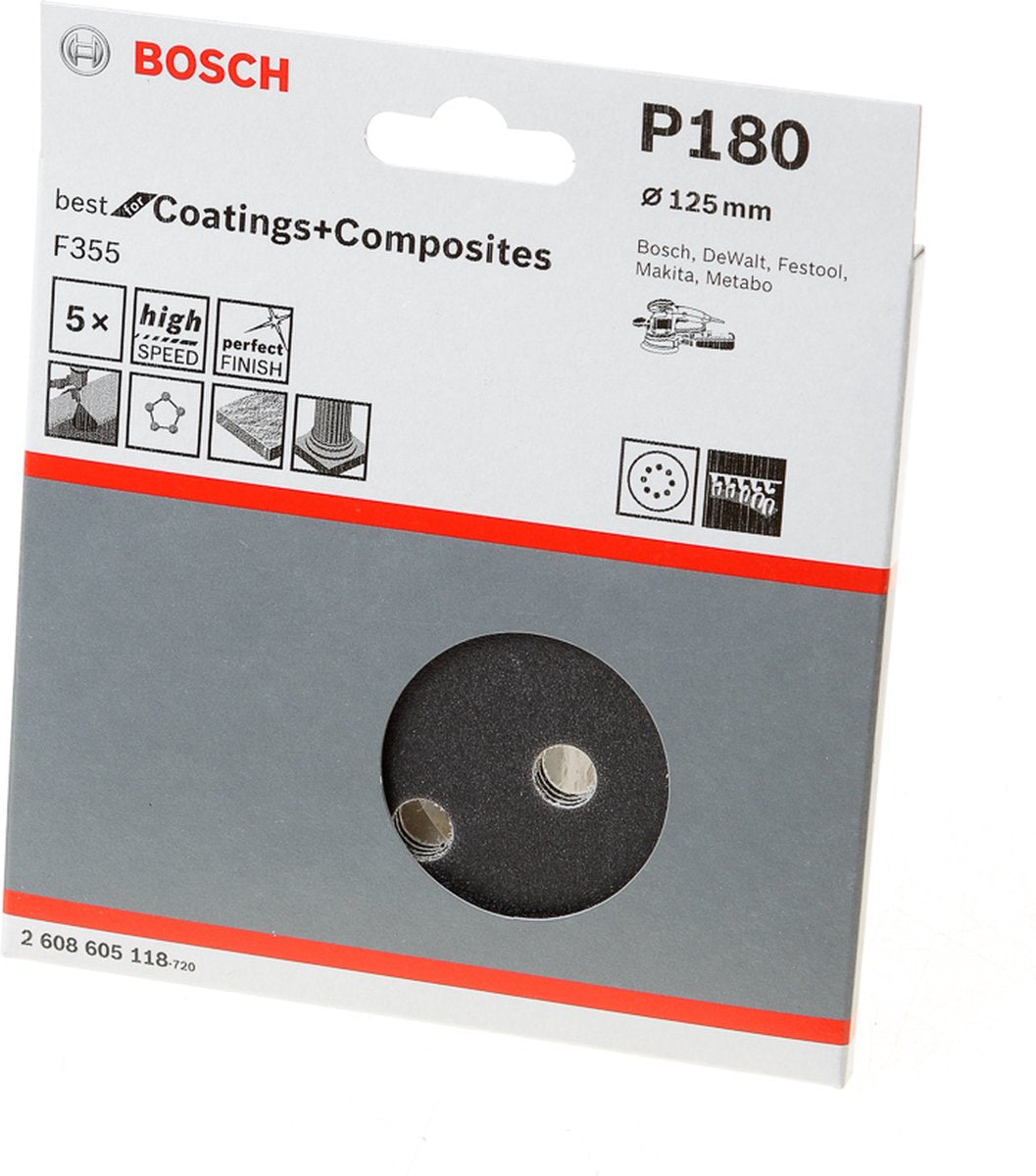 Hoja de lija Bosch 5 ø125 mejores recubrimientos 8.180