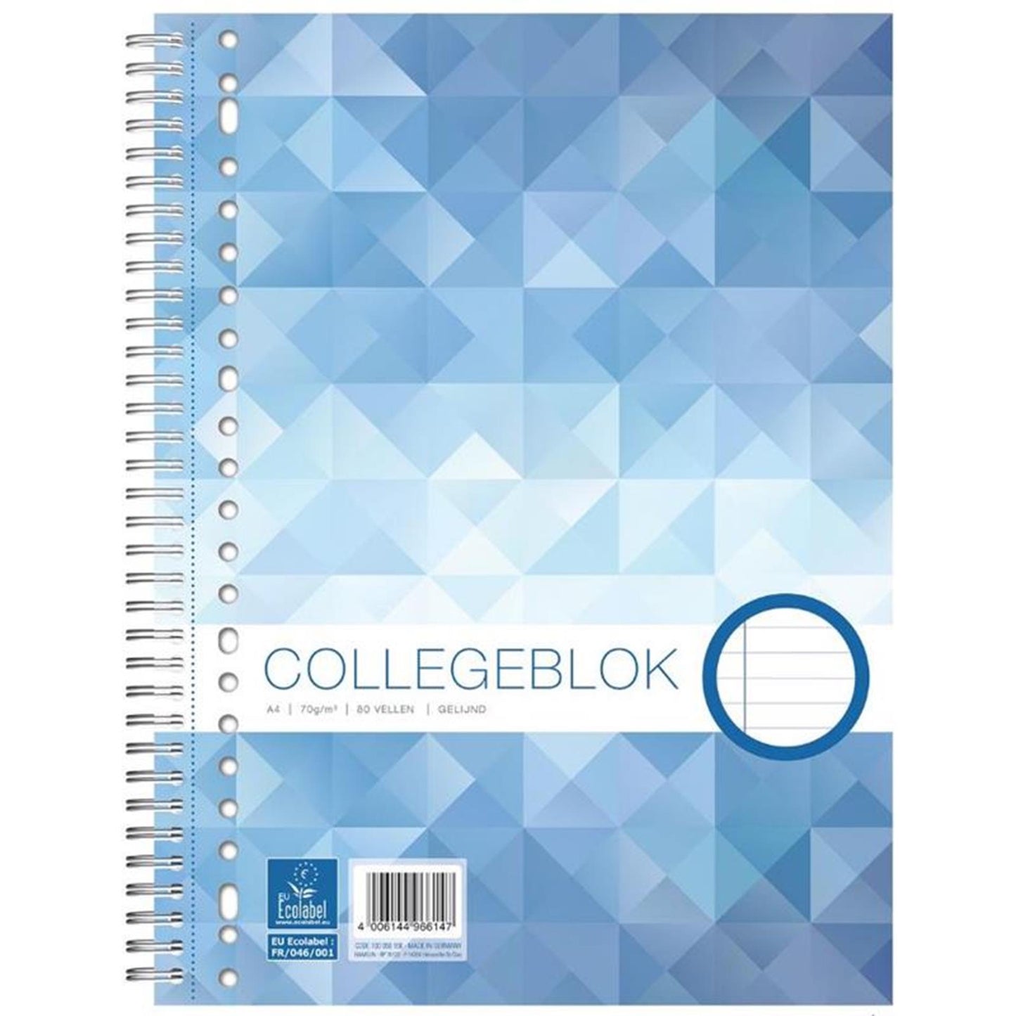 Ecolabel collegeblok 23r a4 gelijnd 22x29,5cm 5st
