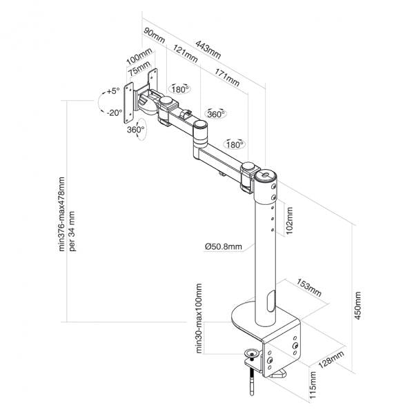 Neomounts Neomounts FPMA-D960BLACKPLUS FAT SCHEN MAURM (morsetto) ad alta capacità 10 49 pollici, 2