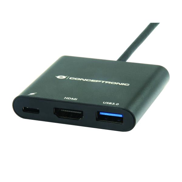 Conceptronic Donn01b Donn USB-C all'adattatore HDMI, USB 3.2 Gen 1 (3.1 Gen 1) Type-A C, HDMI, Black