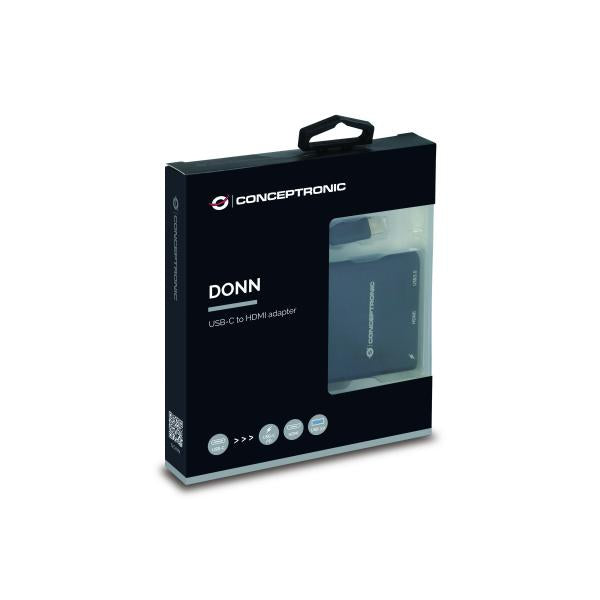 Conceptronic Donn01b Donn USB-C all'adattatore HDMI, USB 3.2 Gen 1 (3.1 Gen 1) Type-A C, HDMI, Black