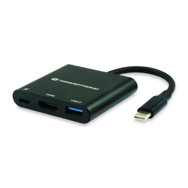 Conceptronic concepttronic Donn01b Donn USB-C all'adattatore HDMI, USB 3.2 Gen 1 (3.1 Gen 1) Type-A C, HDMI, Black