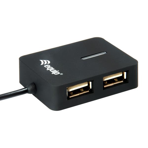 Equipaggiare 128952, hub USB da viaggio a 4 porte, USB 2.0, 480 mbit, plastica, nero