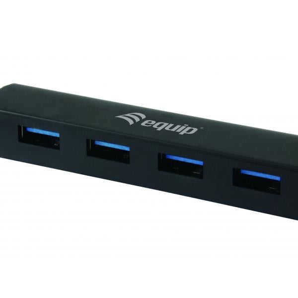 Equipaggiare 128953, hub USB a 4 porte, USB 3.2 Gen 1 Tipo-A, 5000 mbit, nero