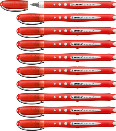 Stabilo trabajador+ colorido - rollerball 0,5 mm - rojo - caja de 10 piezas