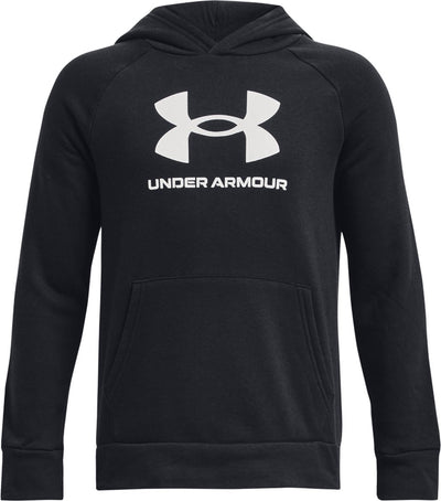Under Armour UA Rival Fleece BL Sudadera con capucha Sudadera deportiva unisex - Negro - Blanco