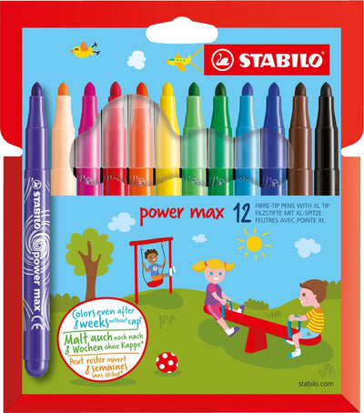 Stabilo power max - pennarello - con punta extra spessa 3,0 mm - custodia con 12 colori