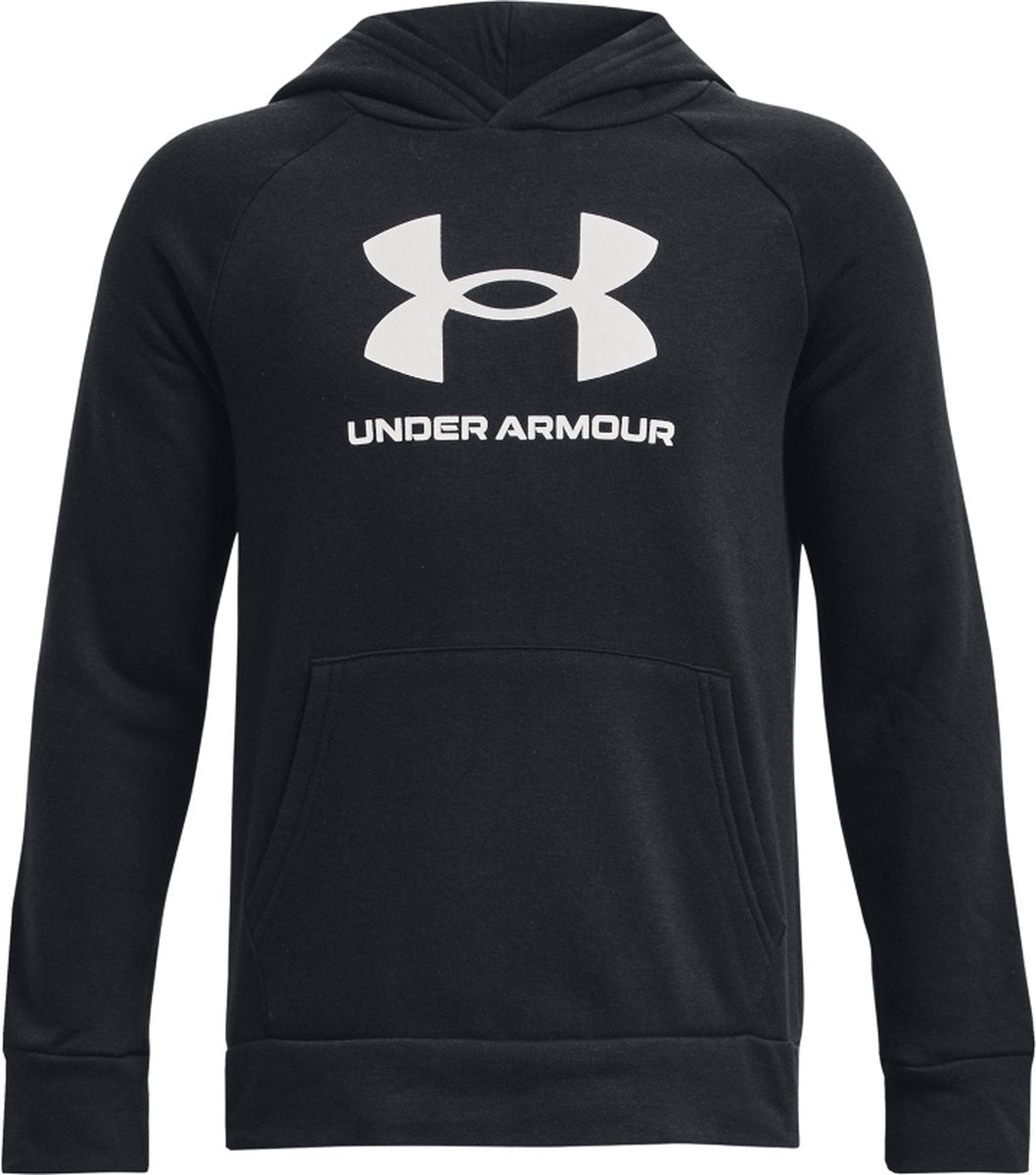 Under Armour UA Rival Fleece BL Sudadera con capucha Sudadera deportiva unisex - Negro - Blanco