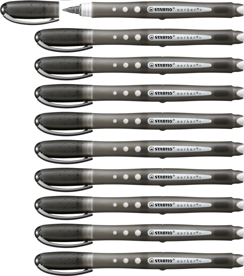 Stabilo trabajador+ colorido - rollerball 0,5 mm - negro - caja de 10 piezas
