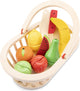 Woet ® Juego de cesta de frutas de madera - Fruta cortable en cesta con tabla de cortar - Juego educativo para cortar alimentos - Juguetes para juegos de rol - A partir de 2 años