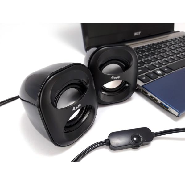 Equipaggia 245330 Mini Speaker USB, 2.0 canali, cablato, 3 W, 90 20 Hz, 40 O, nero