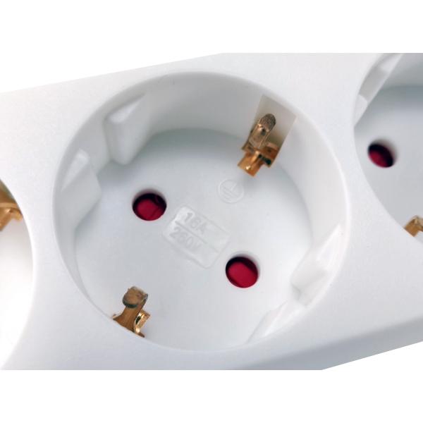 Equipaggiare 245551 3-Outlet Strip con interruttore, 3x uscita (i) interno, tipo F, 1,5 mm², 1,5 m, bianco