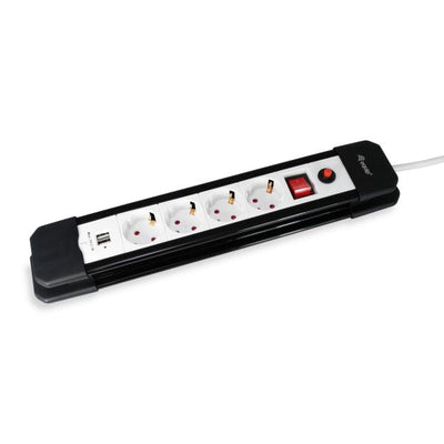 Equipaggia 245553 Striscia da 4-outlet con 2x USB, outlet 4x interno, tipo F, 1,5 mm², 1,5 m