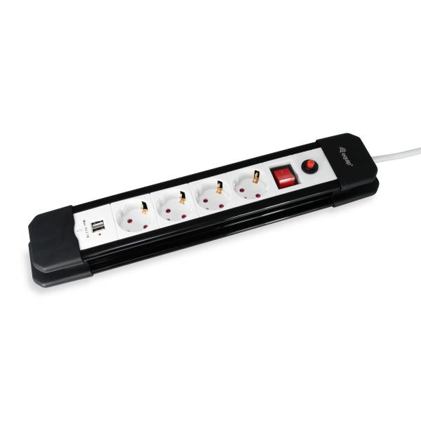 Equipaggiamento equipaggiamento 245553 Striscia da 4-outlet con 2x USB, outlet 4x interno, tipo F, 1,5 mm², 1,5 m