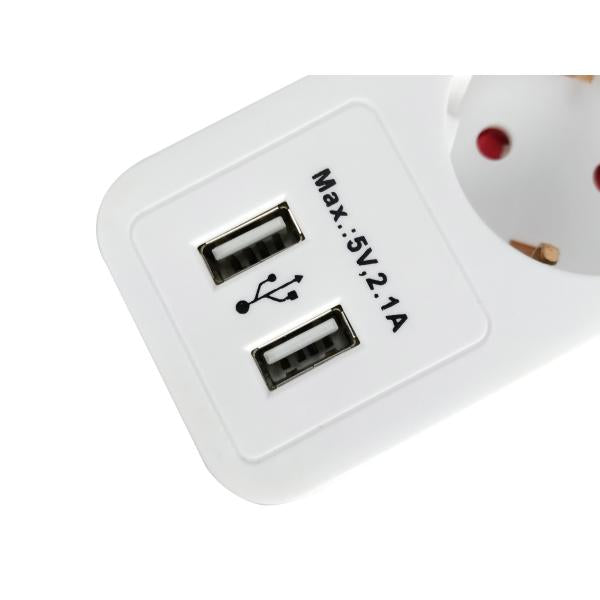 Equipaggiare 245554, striscia da 5 outlet con 2x USB, outlet 5x interno, tipo F, 1,5 mm², 1,8 m