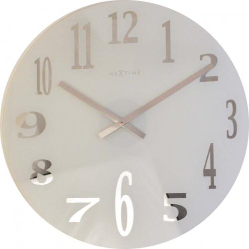 NEXTIME NEXTIME KLOK 2472 Mirror GLASS, Ø43 CM, WALL, White