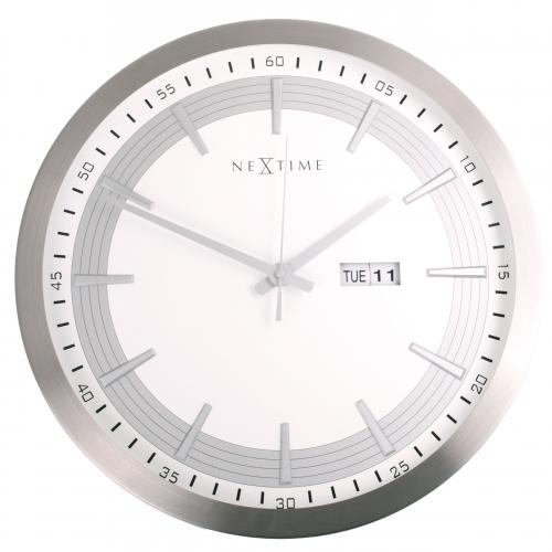 NEXTIME NEXTIME KLOK 3009 Captain, Ø44 cm, Wall, White