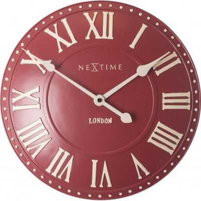 Nextime Nextime Klok 3083ro London Roman, Ø34,5 cm, muro, bianco rosso