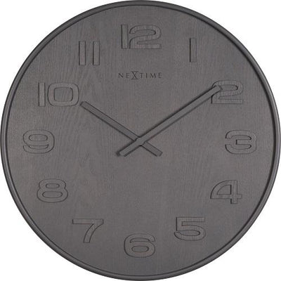 Nextime Nextime Klok 3095gs Wood Wood Big, Ø52,8 cm, parete, grigio