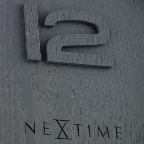 Nextime Nextime Klok 3095gs Wood Wood Big, Ø52,8 cm, parete, grigio