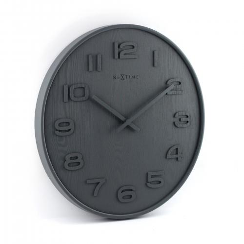 Nextime nextime klok 3096gs wood wood medium, ø35.5 cm, wall, gray